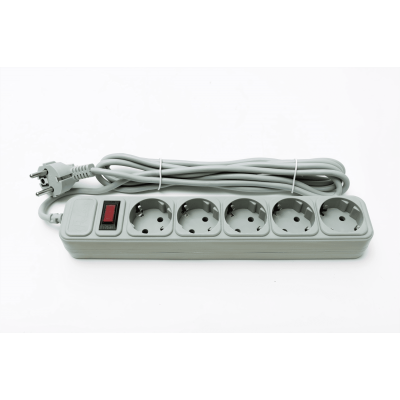 Мережевий фільтр PROLOGIX 075P5-30G, 220В 10А, 5 розеток, 3м, сірий, коробка Q30