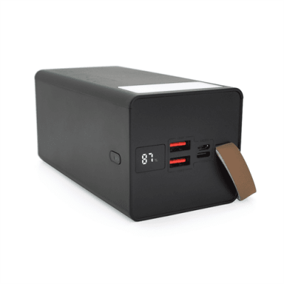 Power bank YM-355, 50000mAh, flashlight,Input:5V/2.1A(micro USB, Type-C),Output:5V /2.1A(2хUSB), FastCharger PD22.5W(QC3.0)/Type-C, plastic, Black,BOX