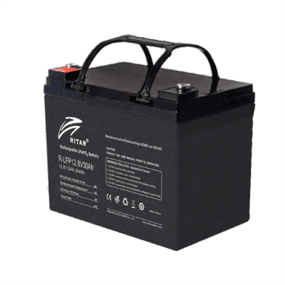 Акумуляторна батарея Ritar LiFePO4 12,8V 30Ah 384Wh ( 195 x 155 x 130 ) Q1