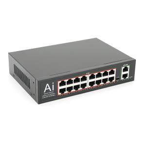 POE комутатор Merlion Mini 16 POE 10/100+2 RJ45 10/100/1000+ вбудований блок живлення 52V 3.85A