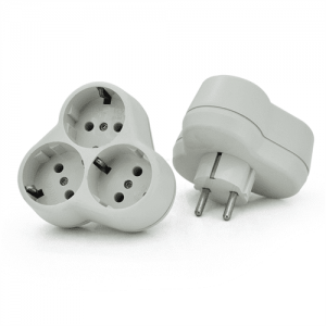 Розетка трійник з заземленням AK303, White, Q10