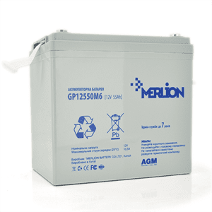 Акумуляторна батарея MERLION AGM GP12550M6 12 V 55 Ah ( 225 x 135 x 210 (215) ) Q1