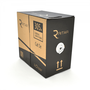 Кабель (патч-корд) КВП UTP (4*2*0.48) 4p 24 AWG, Ritar, (CCA), для внутр. робіт, 305м, White, Corton BOX (350x350x420), Q2