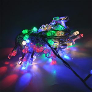 Гірлянди 100LED (Свічка) Red / Green / Blue / Yellow, 8 режимів, 5 метрів, чорна ізоляція, BOX