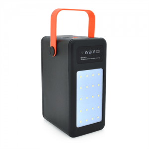 Power bank YM-648CX 120000mAh, flashlight, Input: 5V/2.1A(Micro-USB, Type-C, Lightning),Output: 5V /2.1A(4*USB), With 4 owner cable, plastic,Black,BOX