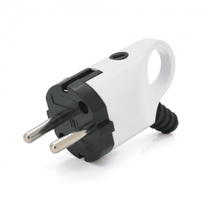 Вилка ЄврEuro plug with earthing, angled with ring, dismountable, 16A 220V, white, Q30о із заземленням кутова з кільцем, розбірна, 16А 220V, колір білий, Q30