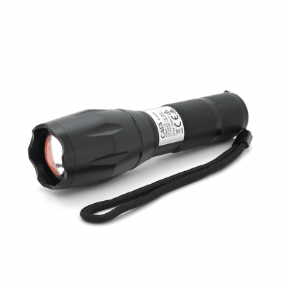 Ліхтар ручний CATA CT-8025, 1LED Cree XM-L T6, 10W, 5 режимів, ZOOM, 18650/3400 вбудований, Black, IP44, microUSB, 132х33х27мм, BOX