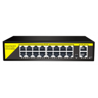 POE комутатор Merlion 16 POE 10/100 + 2 RJ45 10/100/1000+ вбудований блок живлення 52V 3.85A