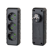 Розетка трійник із заземленням F101-Black, 3 розетки, 2500W, 10A, 110-250V~Max, Blister