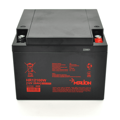 Аккумуляторна батарея MERLION HR12100W, 12V 28Ah Black ( 166 х 175 х 125 (125) )