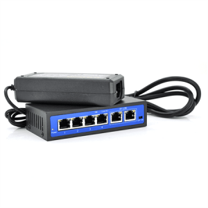 Комутатор POE 48V з 4 портами POE 100Мбит + 2 порт Ethernet (UP-Link) 100Мбит, корпус - метал, Black, БП в комплекті, Q18
