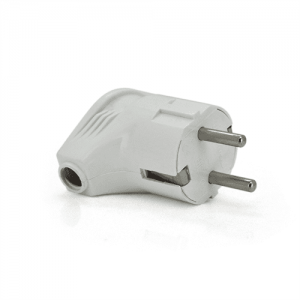 Вилка з заземленням кутова, 16A 250V A105, White, Q24