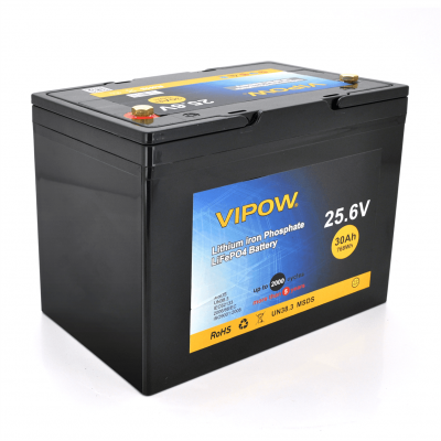 Акумуляторна батарея Vipow LiFePO4 25,6V 30Ah з вбудованою ВМS платою 25A (230*128*209)