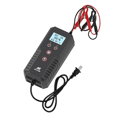 Автоматичне ЗУ для акумулятора 6V/12V (0-15Ah) (MF, WET, AGM, GEL), BLM-B02, 100-240V, Струм заряду 6V/(2-7,5Ah), 12V/(8-15Ah), LCD, крокодили в комплекті