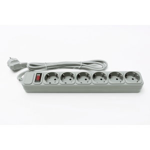 Мережевий фільтр PROLOGIX 075P6-18B, 220В 10А, 6 розеток, 1.8м, сірий, коробка Q30
