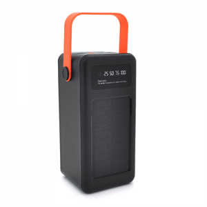 Power bank YM-639 80000 mAh Solar, flashlight, Input: 5V/2.1A(MicroUSB, TypeC, Lightning), Output: 5V /2.1A(4xUSB), plastic, Black, BOX