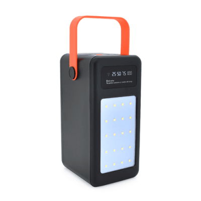 Power bank YM-647CX 100000 mAh, flashlight, Input:5V/2.1A(Micro-USB,Type-C,Lightning), Output:5V /2.1A(4*USB),With 4 owner cable, plastic, Black, BOX