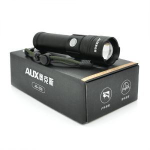 Ліхтар ручний Aux AS-328, 1LED Cree XHP50.2, 19W, 5 режими, ZOOM,26650 /4000mah/3xААА Black, IP40, кабель USB-Type-C, 165х42х32мм, BOX