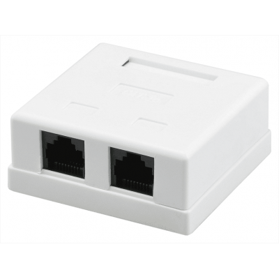 Розетка RITAR UTP 8P8C RJ45 2 порт Cat-5, накладна біла Q400