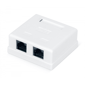 Розетка RITAR UTP 8P8C RJ45 2 порт Cat-6, накладная белая Q500