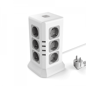 Мережевий фільтр SAFEMORE настільний, на 12 розеток + 4 USB виходи, 10A, 220-240V, 4000W, 2м, White