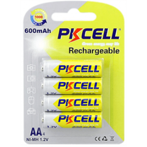 Акумулятор PKCELL 1.2V AA 600mAh NiMH Rechargeable Battery, 4 штуки в блістері ціна за блістер, Q12