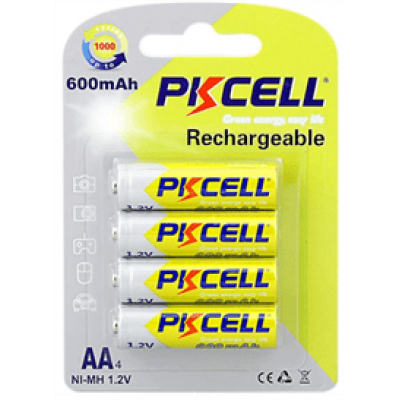 Акумулятор PKCELL 1.2V AA 600mAh NiMH Rechargeable Battery, 4 штуки в блістері ціна за блістер, Q12