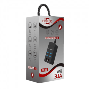 Мережевий фільтр ТВ-Т05, 4 USB, 1.5 м, перетин 3х0, 75мм, 2.1А, White, Box