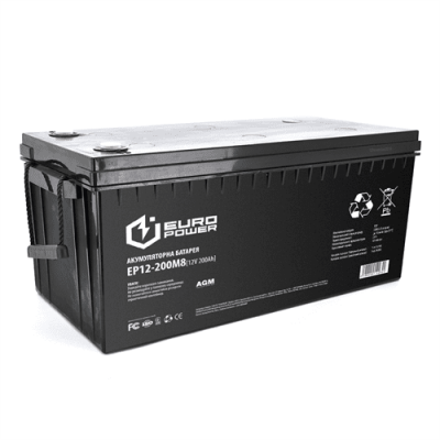 Аккумуляторная батарея EUROPOWER AGM EP12-200M8 12 V 200Ah ( 522 x 240 x 219) Black Q1