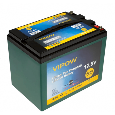 Акумуляторна батарея Vipow LiFePO4 12,8V 50Ah з вбудованою ВМS платою 40A, (255*220*170) Q1