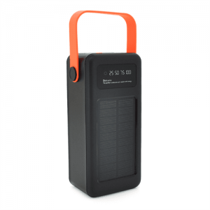 Power bank YM-638 60000mAh Solar, flashlight, Input: 5V/2.1A(Micro-USB, Type-C, Lightning), Output: 5V /2.1A(4xUSB), plastic, Black, BOX