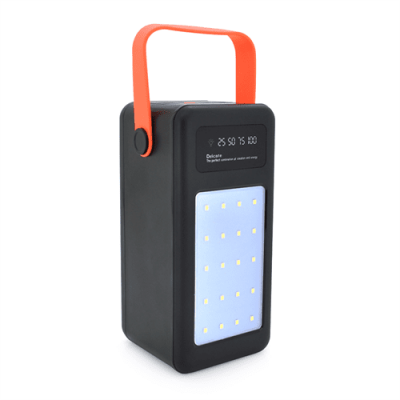 Power bank YM-646CX 80000 mAh, flashlight, Input:5V/2.1A(Micro-USB, Type-C и Lightning), Output:5V /2.1A(4* USB),With 4 owner cable, plastic,Black,BOX