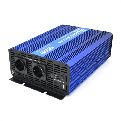 Інвертор напруги Carspa-SINUS P2000-122 (2000Вт), 12/220V, 2xShuko, 1USB, клеми, Box Q2