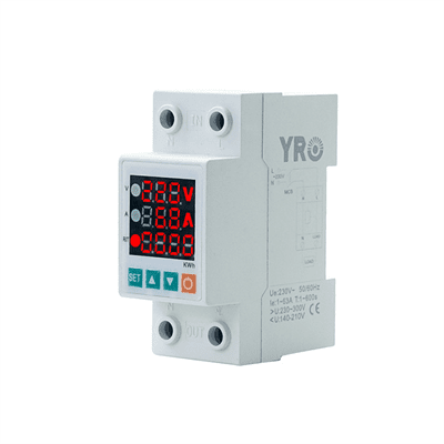Захист від перенапруг YRVP-6, з цифровим дисплеєм (V, A, kWt), 2P, 63A, 230Vac