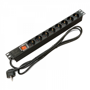 Блок Kingda 19" на 8 роз. нім. станд., 16А, з вимикачем, шнур 1.8м, 1U