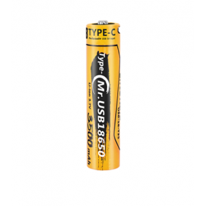 Акумулятор 18650 Li-Ion LiitoKala USB-18-T35, 3500mAh (3400-3500mAh), 3.7V (2.7-4.2V), Type-C, 18.6*72mm, Yellow