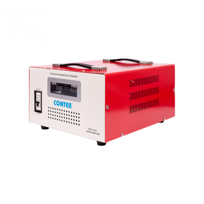 Стабілізатор напруги Conter MSER 5000 VA-V2/3750W однофазний, сервопривід, монтажу підлоги, LED дисплей, DC130-260V, AC230±3%, 2*Shuko, 161x255x178mm, 9.9kg