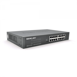 Комутатор POE Mercury SG116PS 14 портів POE 100Мбит + 2 порт Ethernet (UP-Link) 100 Мбіт, БП вбудований, кріплення в стійку, BOX (294 * 180 * 44)