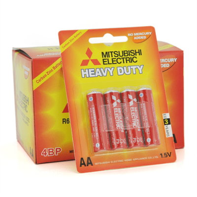 Батарейка Heavy Duty MITSUBISHI 1.5V AA/R6P, 4pcs/card, 48pcs/inner box, 576pcs/ctn