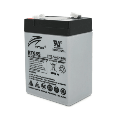 Акумуляторна батарея AGM RITAR RT655, Gray Case, 6V 5.5Ah ( 70х47х99 (105) ) Q20