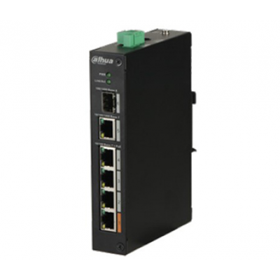4-портовий POE комутатор Dahua з 1x SFP та 1x RJ45 (1000M) портами DH-PFS3106-4ET-60