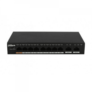 Комутатор POE DH-PFS3010-8ET-96 48V з 8 портами POE 100Мбит + 2 порт UP-Link 1000Мбіт, корпус - метал, Black