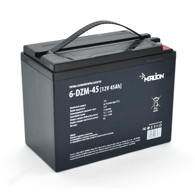 Тягова акумуляторна батарея AGM MERLION 6-DZM-45, 12V 45Ah M5 (222*1211*175)