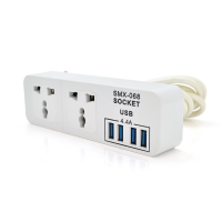 Мережевий подовжувач Senmaxu SMX-068, 2 Universal Socket + 4 USB, 1,5м, Black, Box
