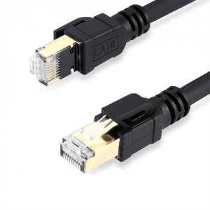 Патч-корд литий VEGGIEG, CCA, SSTP, RJ45, Cat.8, 0,5m, чорний