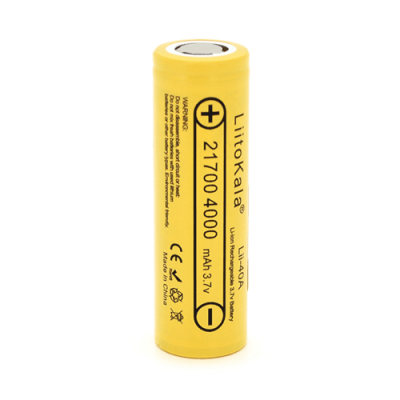 Акумулятор 21700 Li-Ion LiitoKala Lii-40A, 4000mah （400-4300mah）, 25A, 3.7V (2.5-4.2V), Yellow, PVC BOX