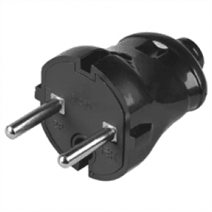 Вилка без заземлення 6А 250V A113B, Black Q50