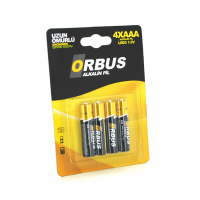 Батарейка лужна Orbus 1.5V AAA/LR03, 4 штуки у блістері, ціна за блістер