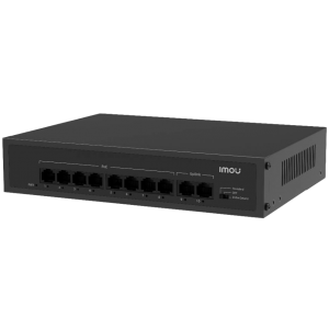 10-ти портовий некерований POE комутатор Imou SF110P з 8POE 100 Мбіт + 2хUP-Link 100Мбіт, до 250м, 65Вт, 220×162×44 мм