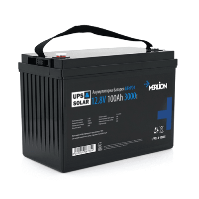 Літій-залізо-фосфатний акумулятор Merlion LiFePO4 12.8V 100AH,(330x173x220), 3000 циклів